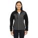 The Ash City - North End Ladies' Terrain Colorblock Soft Shell with Embossed Print - BLKSILK 866 - XS