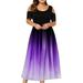 Colisha Womens Plus Size A Line Dresses Cold Shoulder Flowy Pleated Dresses Gradient Color Summer Maxi Dress