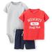 Carters Baby Clothing Outfit Boys 3-Piece Bodysuit & Short Set - Red Future Draft