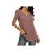 HULKLIFE Short Sleeve Casual Women's Wear,Womens Waffle Knit Tunic Tops Long/Short Sleeve Loose Fitting Daily Casual Button Up Basic Henley Tops,Pink 2XL