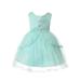 Rain Kids Baby Girls Aqua Pleated Tulle Floral Special Occasion Dress