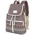 ArcEnCiel Backpack for Women Girls Canvas Student Shoulder Rucksack College Travel Bookbag (Gray)