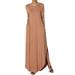 TheMogan Women's S~3X 3/4 Sleeve Loose Solid Curved Split Hem Long Maxi Dress