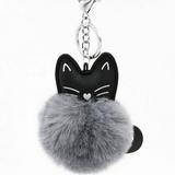 Cute Cartoon Cat Fluffy Fur Ball Key Chain Soft Pompom Animal Tail Fur Ball Portable Key Chain For Girl Key Ring Gift Supplies