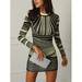 Women's Regular Stripe Print Sheath Dress Long Sleeve Dress