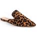 Milly-S1 Women Pointed Toe Slip On Kitten Low Heel Mules Flats Pumps Slides Leopard