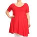 MOA COLLECTION Women's Plus Size Solid Casual Lightweight Relaxed Fit Short Sleeve Knit Tunic Top Dress