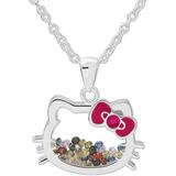 Hello Kitty Fine Silver-Tone Hello Kitty Crystal Shaker Pendant with Chain