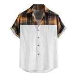 CVLIFE Mens Floral Hawaiian Classic Plaid Check Color Block Shirts Short Sleeve Button Down Beach Shirts