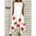 Women's Retro Print Dress Sleeveless Dress Summer Dress Casual Pocket Crewneck Loose Dress Plus Size Banquet Dress