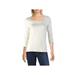 RALPH LAUREN Womens Ivory 3/4 Sleeve Scoop Neck Top Size L