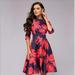 Binpure Women's Floral Midi Dress with Pockets Vintage Elegant Evening Cocktail Dress