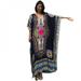 Print Beach Sundress Sexy V-neck Bohemian Long Dress African Ethnic Summer Loose Vintage Kaftan Maxi Dresses Black