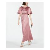 ADRIANNA PAPELL Womens Pink Kimono Sleeve Jewel Neck Maxi Sheath Party Dress Size 6P