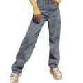 Imcute Womens Casual Straight Jeans Loose Wide Leg Denim Long Pants Trousers