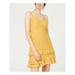 CITY STUDIO Womens Yellow Spaghetti Strap V Neck Short Sheath Dress Size 11