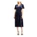 LAUREN RALPH LAUREN Empress Panne Velvet Marlin Short Sleeve Day Dress Lighthouse Navy 6