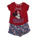 Disney Little Girls Red Minnie T-Shirt Bows Print 2 Pc Shorts Outfit