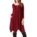 Women's Crew Neck Medium-Length Long-Sleeved Dress With Pockets Solid Color Dress