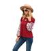 Women's V Neck T Shirt Long Sleeve Criss Cross V Neck Leopard Print Patchwork Casual Shirt Tops