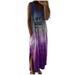 Tuscom Women Loose Hippie Soul Casual Gradient Tie-Dye Print Sleeveless Dress V-Neck Pocket Long Dress Pocket Dress