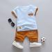 T Shirts Pants Set for Boy Short Sleeve Round Collar Cute Cartoon Prints Tee Shorts Trousers Sets Soft Infant Toddler Kids Children Summer Outfits Blue L/100/10