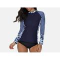 Attraco Women's Long Sleeve Rash Guard Swimwear Colorblock Swim Shirts Printed UV Shirts