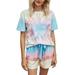 Ladies Printed Tie-Dye Pajamas And Home Wear Two-Piece Suit OLRIK 9803