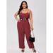 Women's Plus Size Polka Dot Cami Jumpsuit Without Belted