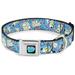 Dog Collar Seatbelt Buckle Rocko Spunky Scattered Expressions Triangles Blue Lavender 13 to 18 Inches 1.5 Inch Wide