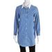 1st Sight Womens Cotton Long Sleeve Embroidered Button Striped Top Blue Size XS