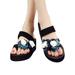 Avamo Women Slide Flower Strap Platform Clip Toe Shoes Flat Sandal Slippers Wedge Shoes