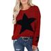 Womens Pullover Sweaters Star Graphic Cable Knit Oversize Winter Jumper Outwears