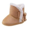 Winter Baby Boys Girls Shoes Baby Boot Winter Infants Warm Shoes Faux fur Girls Baby Booties Leather boy baby boots Khaki M