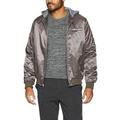 Members Only Men's Flight Satin Twill Hooded Jacket - Charcoal , M