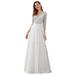 Ever-Pretty Women's Long Sleeve Chiffon A-line Wedding Party Formal Dress 00751 White US10