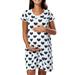 Women's Maternity Pregnant Loose Nursing Polka Dot Breastfeeding Mini Dresses