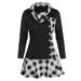 Women's Plaid Long Sleeve Slim Fit Party Cocktail Swing Dress Plus Size Ladies Color Block Casual A-Line Swing Tunic Dress Oversized Autumn Winter Shift Dress Mini Dress