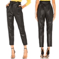 Women Lady Leather High Waist Jegging Stretch Pant With Pockets And Belt Trouser