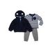 Little Lad Baby Boy Hooded Sherpa Jacket, Long Sleeve Shirt and Pant Outfit Set, 3pc