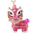 PWFE Chinese Style Traditional Lion Dance keychain A Cute Little Lion Pendant with Rhinestones Which Can Be Used As Accessories for Keys and Bagsï¼ˆThe Head Can Rotate 360 Degreesï¼‰(Fuchsia)