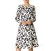 Women's Leopard Boat Neck Ruched Waist A Line Dress