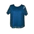 Republic Clothing Corporation Philosophy Womens Size Small Short Sleeve Lace Crochet Top Blouse, Denim Blue