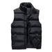 ZEDWELL Men Autumn Winter Largr-size Solid Color Down Stand Collar Jacket Thick Warm Down Zipper Vest Slim Coat