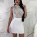 ã€–Follureã€—Fashion Women Sexy Sleeveless O-Neck Sequin Perspective Mesh BodyCon Mini Dress