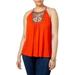 INC Women's Plus Orange Embellished Halter Sleeveless Top Size 0X