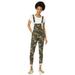Cover Girl Women's Denim Overalls Bib Strap Button Army Camo Print Plus Size 22