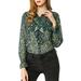 Allegra K Women's Floral Long Sleeves Ruffled Collar Shirt