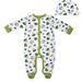 Disney Boy's Toy Story Footed Coverall Bodysuit Onesie with Hat Set, Off-White/Green, 6-9 Months