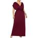 MAWCLOS Women Bridesmaid Maxi Dress Short Sleeve Waist Belt Elegant Evening Party Dress Ladies Plus Size Sexy V Neck Loose Long Dresses